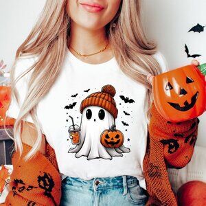 Cute Ghost Halloween Shirt Spooky Season Fall Party Fan Gift Graphic T-Shirt 05